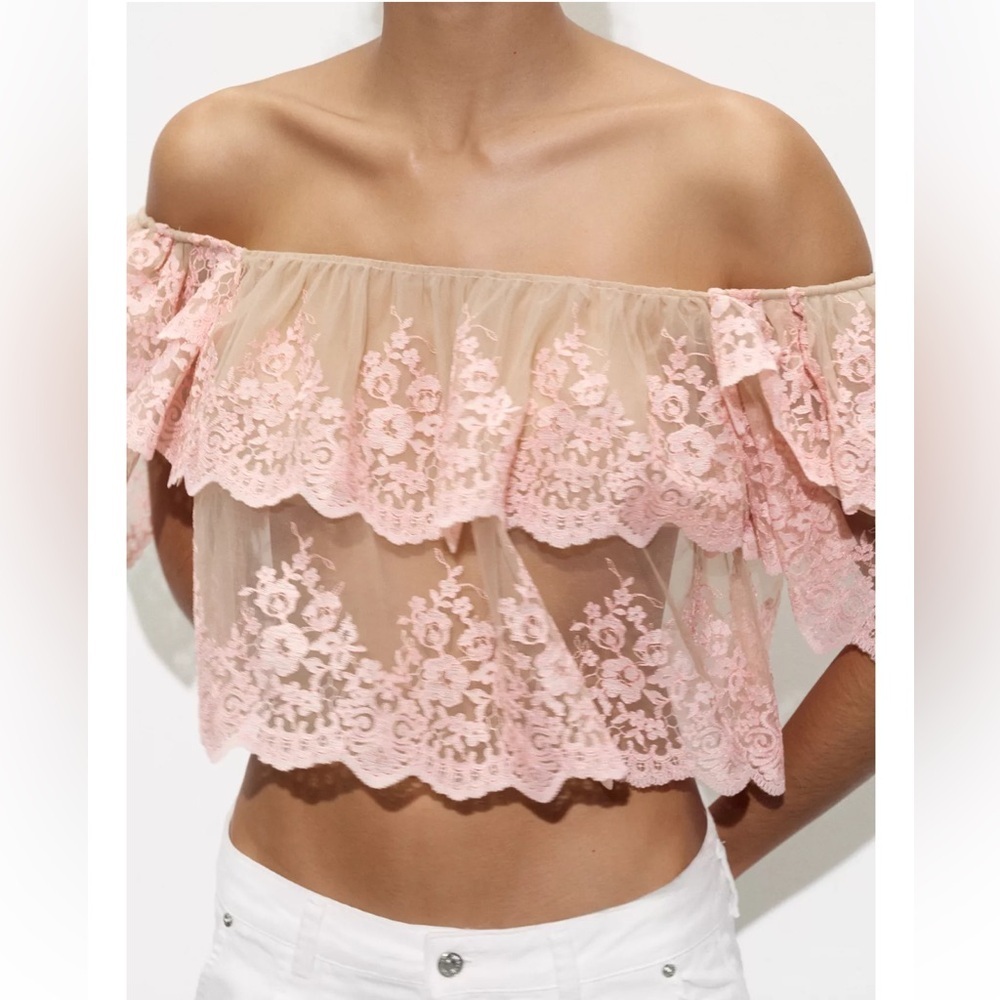 Zara Embroidered Ruffle Top - Picture 5 of 10